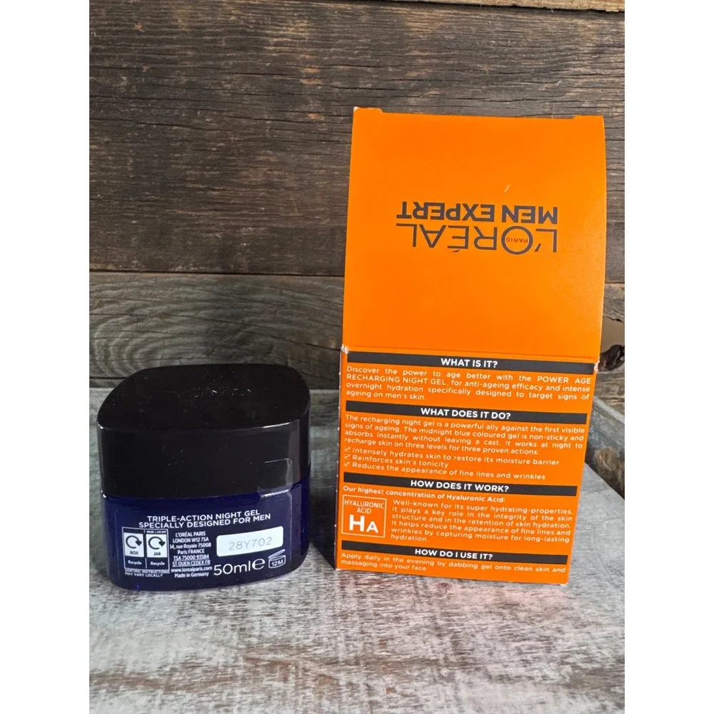 Loreal Men Expert Power Age Recharging Night Gel | Hyaluronic Acid | MSRP $18